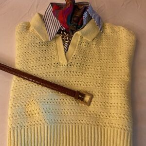 525 America Womens V-Neck Cap Sleeve  Sweater in Light Yellow. SWTR ONLY